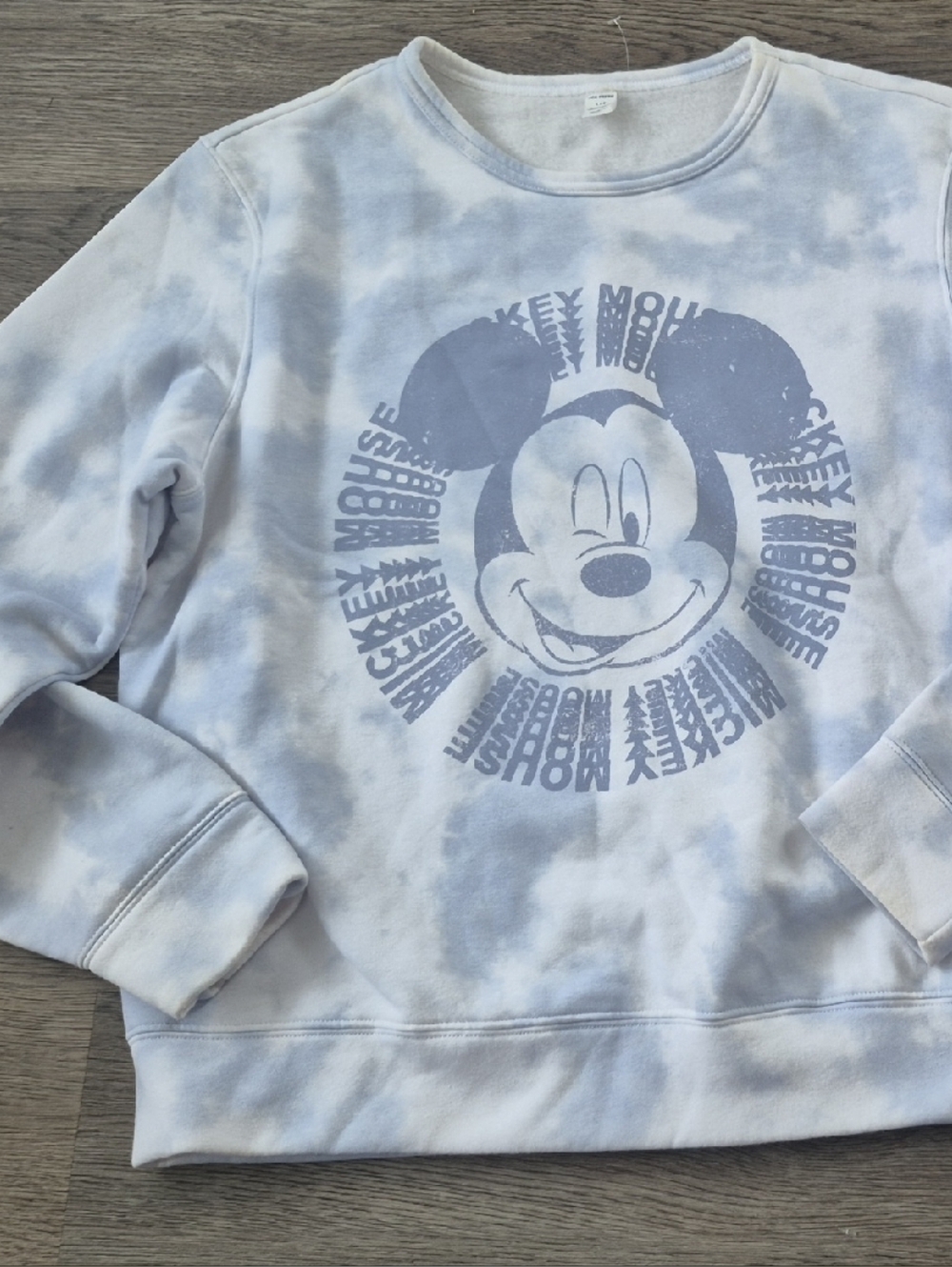 Disney Mickey Mouse Tie-Dye Crewneck - Light Blue & White Size Large